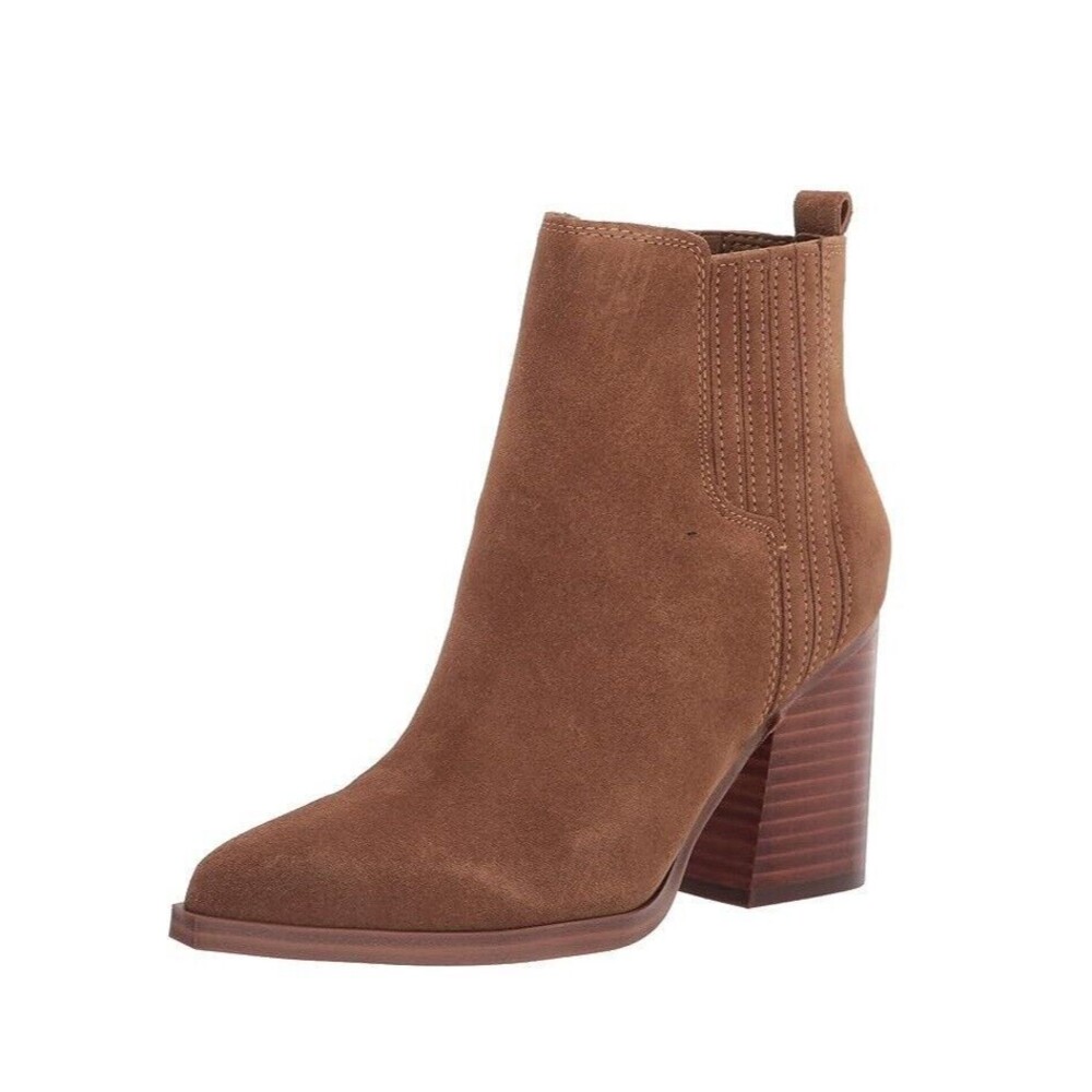Marc Fisher Womens 8.5 M Brown Suede Block Heel Western Ankle Booties DISPLAYFP8